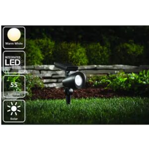 55 Lumen Black LED Weather Resistant Outdoor Solar Spot Light with Adjustable Head