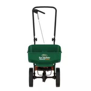 Turf Builder EdgeGuard Mini Push Broadcast Spreader Holds up to 5,000 sq. ft. for Seed, Fertilizer, Salt, Ice Melt