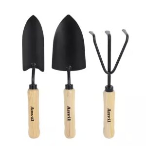 3-Piece Wood Handle Garden Tool Set (Trowel, Transplanter and Cultivator)