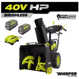 40V HP Brushless Whisper Series 22" 2-Stage Cordless Electric Self-Propelled Snow Blower - (2) 8 Ah Batteries & Charger